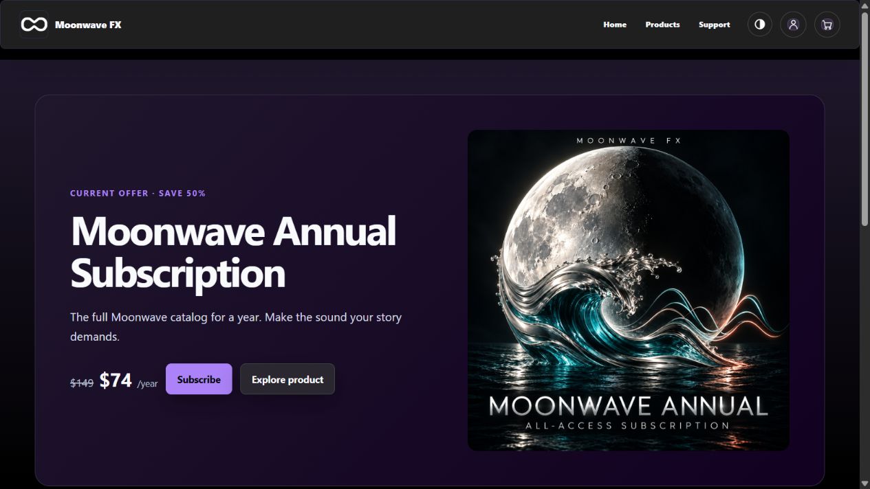 Current dark-theme deals page with the published annual subscription offer and its product artwork.
